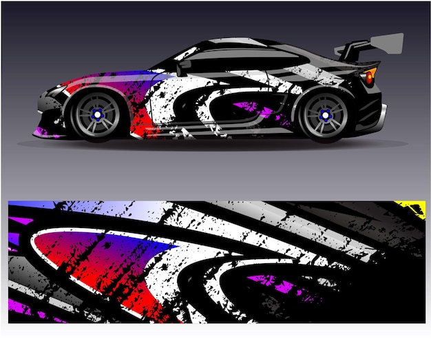 Vector de diseño de envoltura de automóviles Diseños de fondo de carreras de rayas abstractas gráficas para carreras de rally de vehículos