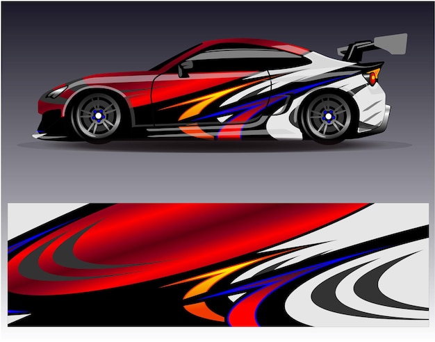 Vector de diseño de envoltura de automóviles Diseños de fondo de carreras de rayas abstractas gráficas para carreras de rally de vehículos
