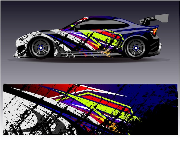 Vector de diseño de envoltura de automóviles Diseños de fondo de carreras de rayas abstractas gráficas para carreras de rally de vehículos