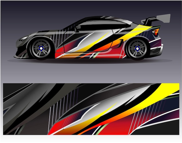 Vector de diseño de envoltura de automóviles Diseños de fondo de carreras de rayas abstractas gráficas para carreras de rally de vehículos