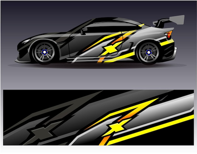Vector de diseño de envoltura de automóviles Diseños de fondo de carreras de rayas abstractas gráficas para carreras de rally de vehículos