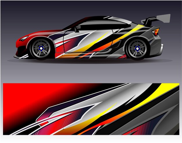 Vector de diseño de envoltura de automóviles Diseños de fondo de carreras de rayas abstractas gráficas para carreras de rally de vehículos