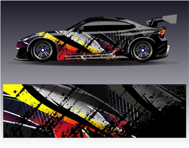 Vector de diseño de envoltura de automóviles Diseños de fondo de carreras de rayas abstractas gráficas para carreras de rally de vehículos