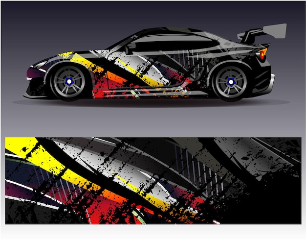 Vector de diseño de envoltura de automóviles diseños de fondo de carreras de rayas abstractas gráficas para carreras de rally de vehículos