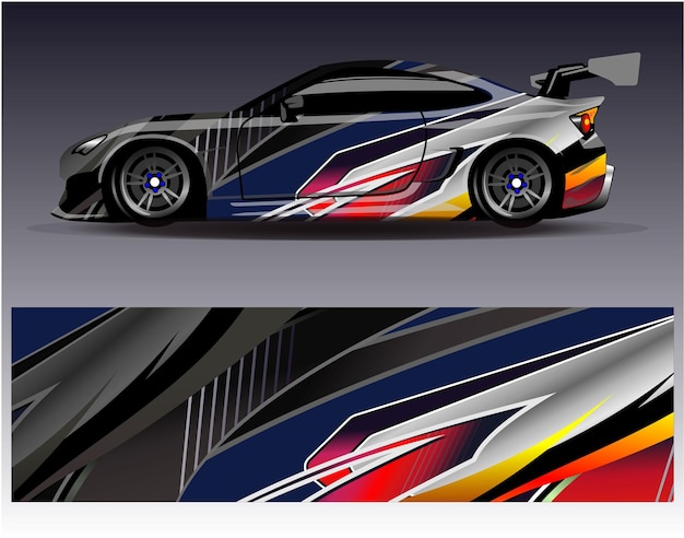 Vector de diseño de envoltura de automóviles Diseños de fondo de carreras de rayas abstractas gráficas para carreras de rally de vehículos