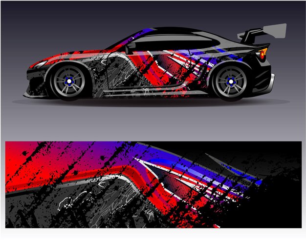 Vector de diseño de envoltura de automóviles Diseños de fondo de carreras de rayas abstractas gráficas para carreras de rally de vehículos