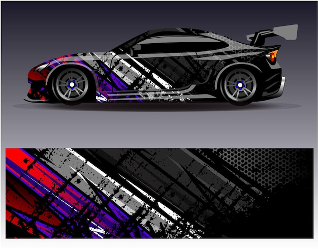 Vector de diseño de envoltura de automóviles Diseños de fondo de carreras de rayas abstractas gráficas para carreras de rally de vehículos