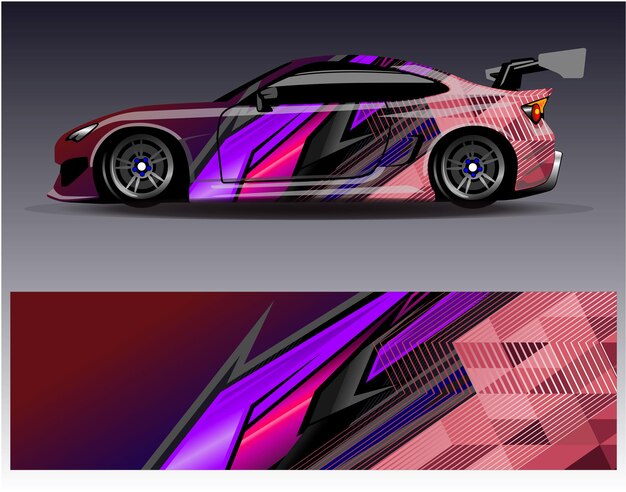Vector de diseño de envoltura de automóviles Diseños de fondo de carreras de rayas abstractas gráficas para carreras de rally de vehículos