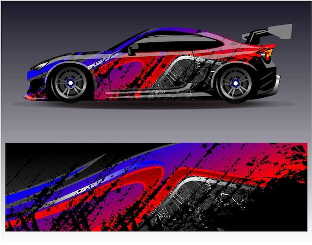 Vector de diseño de envoltura de automóviles Diseños de fondo de carreras de rayas abstractas gráficas para carreras de rally de vehículos
