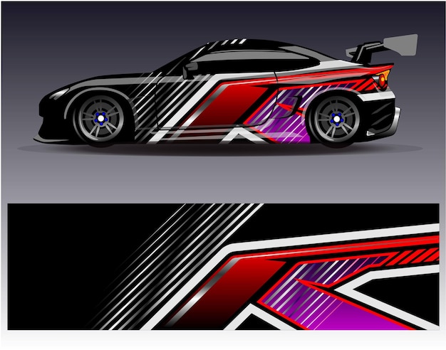 Vector de diseño de envoltura de automóviles Diseños de fondo de carreras de rayas abstractas gráficas para carreras de rally de vehículos