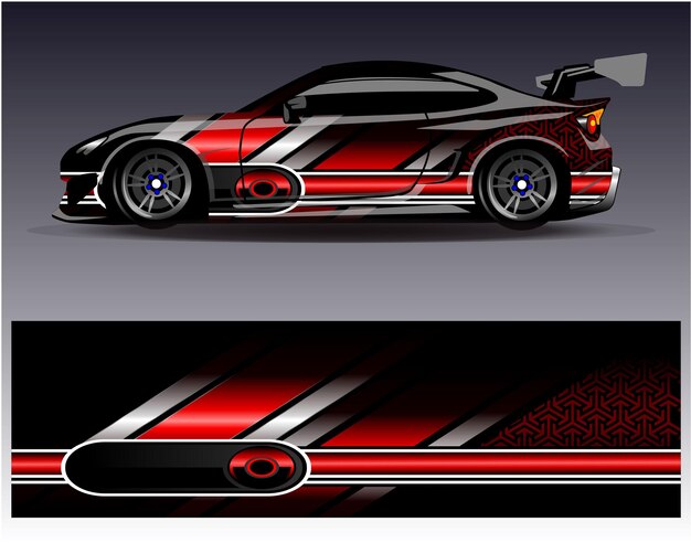 Vector de diseño de envoltura de automóviles Diseños de fondo de carreras de rayas abstractas gráficas para carreras de rally de vehículos