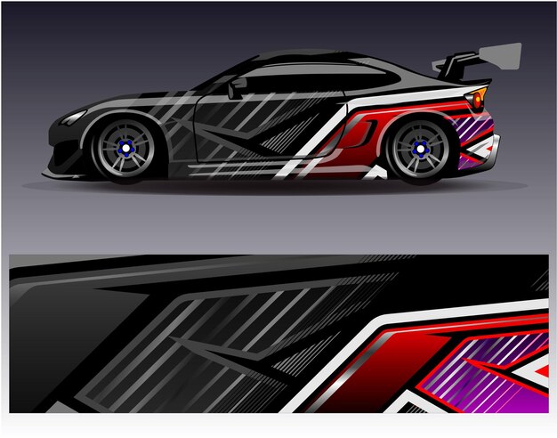 Vector de diseño de envoltura de automóviles Diseños de fondo de carreras de rayas abstractas gráficas para carreras de rally de vehículos