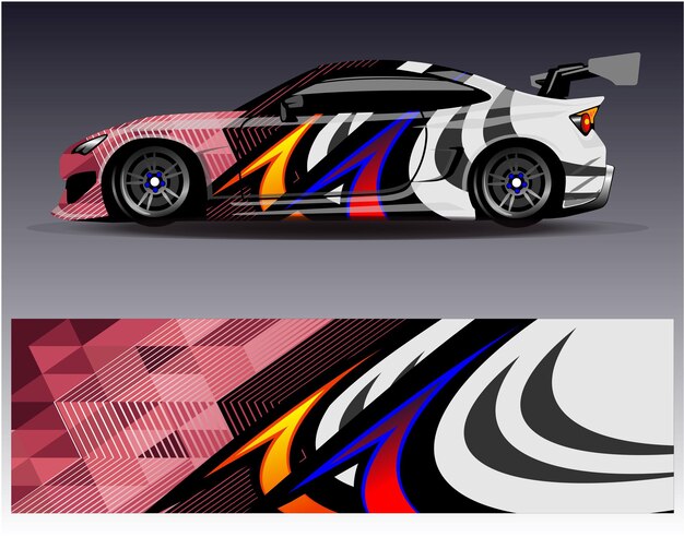 Vector de diseño de envoltura de automóviles Diseños de fondo de carreras de rayas abstractas gráficas para carreras de rally de vehículos