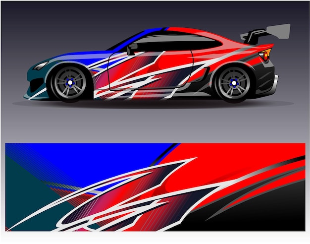 Vector de diseño de envoltura de automóviles Diseños de fondo de carreras de rayas abstractas gráficas para carreras de rally de vehículos