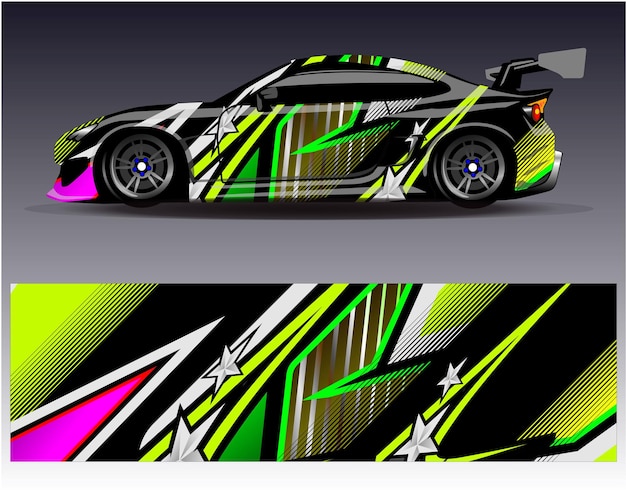 Vector de diseño de envoltura de automóviles Diseños de fondo de carreras de rayas abstractas gráficas para carreras de rally de vehículos