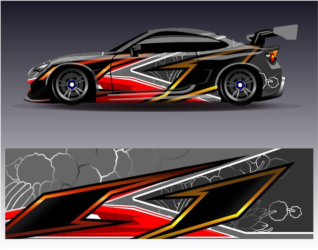 Vector de diseño de envoltura de automóviles Diseños de fondo de carreras de rayas abstractas gráficas para carreras de rally de vehículos