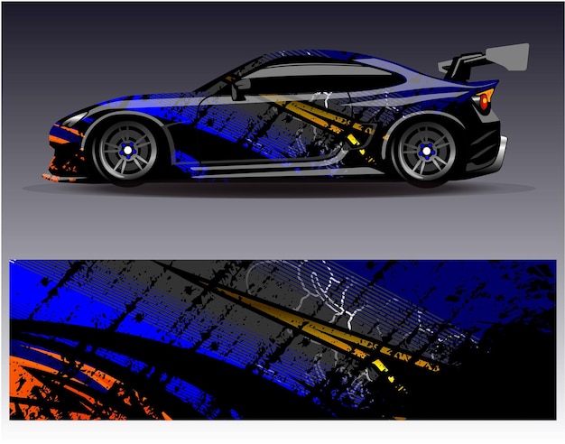 Vector de diseño de envoltura de automóviles Diseños de fondo de carreras de rayas abstractas gráficas para carreras de rally de vehículos