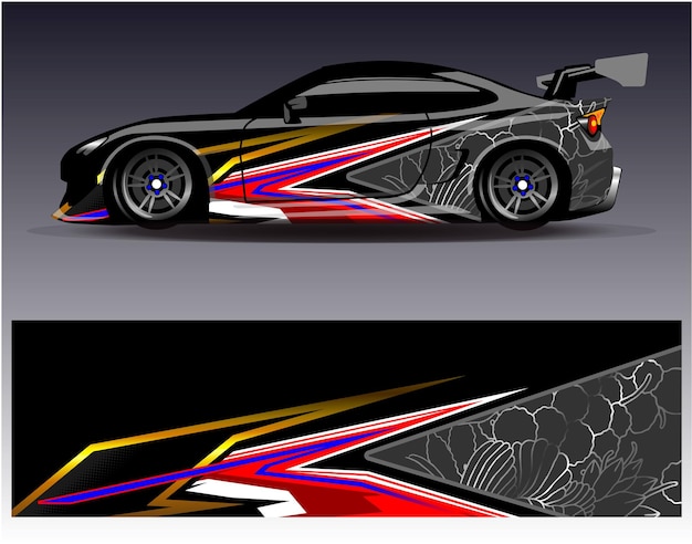 Vector de diseño de envoltura de automóviles Diseños de fondo de carreras de rayas abstractas gráficas para carreras de rally de vehículos