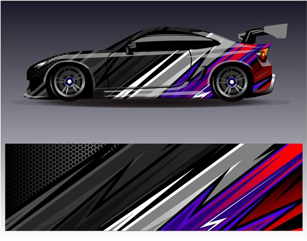 Vector de diseño de envoltura de automóviles Diseños de fondo de carreras de rayas abstractas gráficas para carreras de rally de vehículos