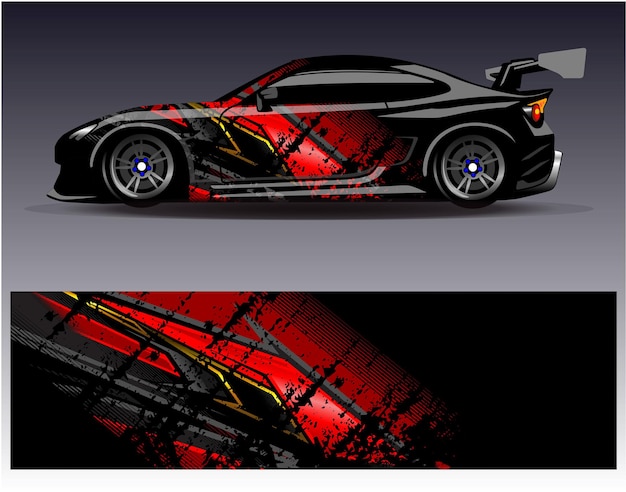 Vector de diseño de envoltura de automóviles Diseños de fondo de carreras de rayas abstractas gráficas para carreras de rally de vehículos