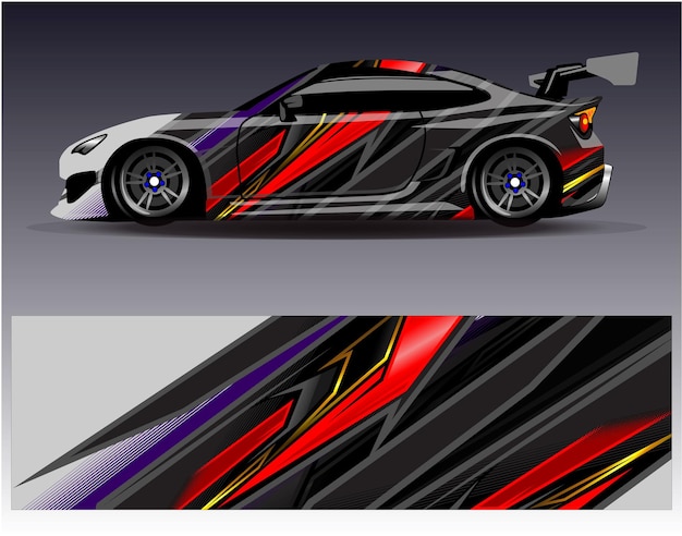 Vector de diseño de envoltura de automóviles Diseños de fondo de carreras de rayas abstractas gráficas para carreras de rally de vehículos