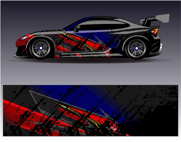 Vector de diseño de envoltura de automóviles Diseños de fondo de carreras de rayas abstractas gráficas para carreras de rally de vehículos