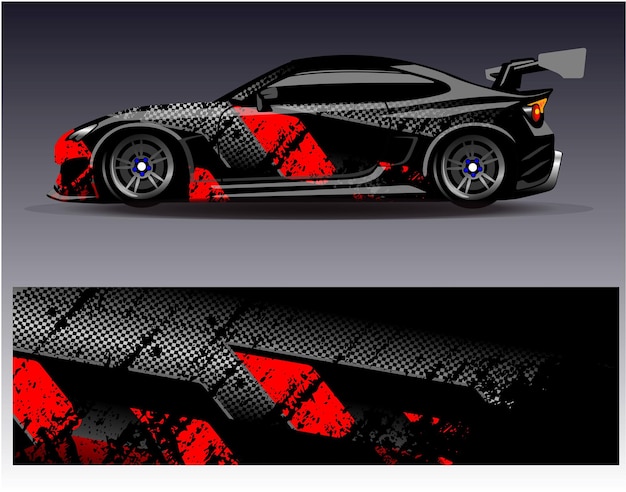 Vector de diseño de envoltura de automóviles Diseños de fondo de carreras de rayas abstractas gráficas para carreras de rally de vehículos