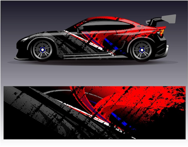 Vector de diseño de envoltura de automóviles Diseños de fondo de carreras de rayas abstractas gráficas para carreras de rally de vehículos