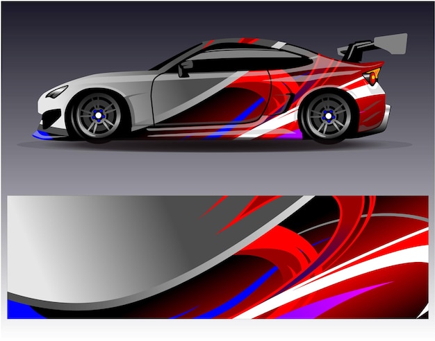 Vector de diseño de envoltura de automóviles Diseños de fondo de carreras de rayas abstractas gráficas para carreras de rally de vehículos