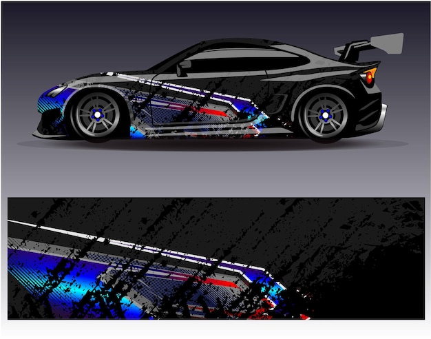 Vector de diseño de envoltura de automóviles Diseños de fondo de carreras de rayas abstractas gráficas para carreras de rally de vehículos