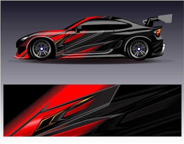 Vector de diseño de envoltura de automóviles Diseños de fondo de carreras de rayas abstractas gráficas para carreras de rally de vehículos