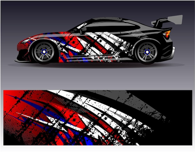 Vector de diseño de envoltura de automóviles Diseños de fondo de carreras de rayas abstractas gráficas para carreras de rally de vehículos