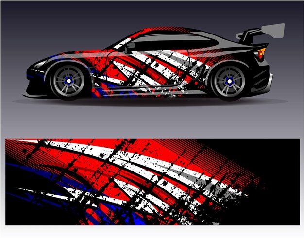 Vector de diseño de envoltura de automóviles Diseños de fondo de carreras de rayas abstractas gráficas para carreras de rally de vehículos