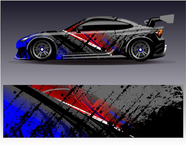 Vector de diseño de envoltura de automóviles Diseños de fondo de carreras de rayas abstractas gráficas para carreras de rally de vehículos