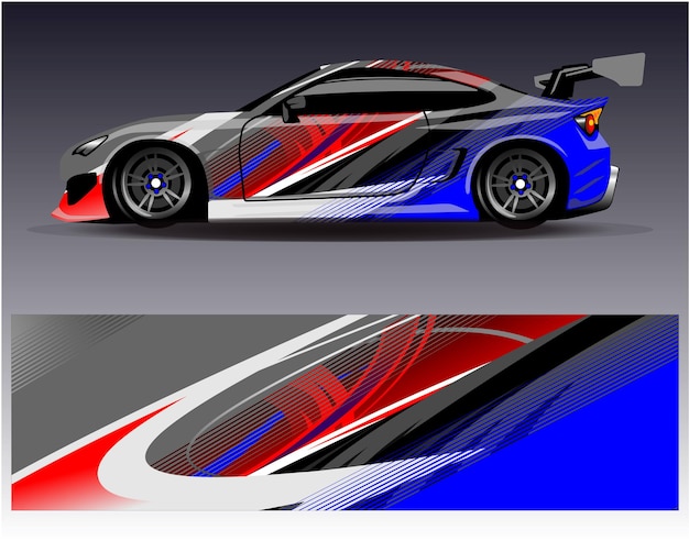Vector de diseño de envoltura de automóviles Diseños de fondo de carreras de rayas abstractas gráficas para carreras de rally de vehículos