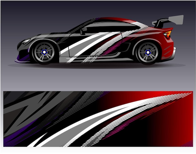 Vector de diseño de envoltura de automóviles Diseños de fondo de carreras de rayas abstractas gráficas para carreras de rally de vehículos