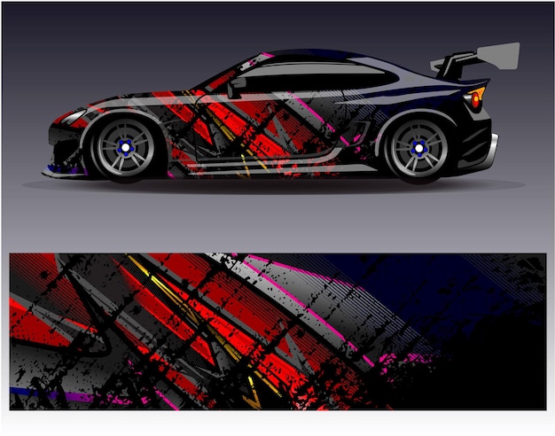 Vector de diseño de envoltura de automóviles Diseños de fondo de carreras de rayas abstractas gráficas para carreras de rally de vehículos