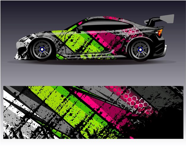 Vector de diseño de envoltura de automóviles Diseños de fondo de carreras de rayas abstractas gráficas para carreras de rally de vehículos