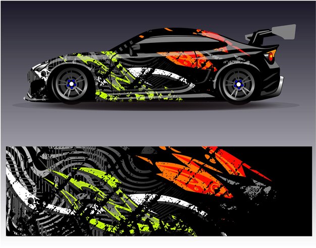 Vector de diseño de envoltura de automóviles Diseños de fondo de carreras de rayas abstractas gráficas para carreras de rally de vehículos