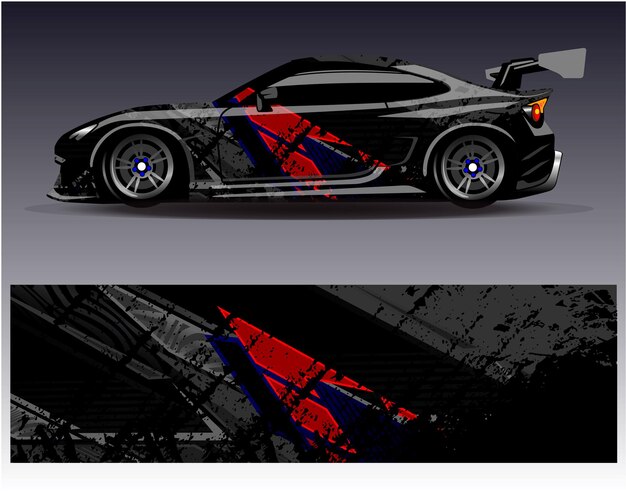 Vector de diseño de envoltura de automóviles Diseños de fondo de carreras de rayas abstractas gráficas para carreras de rally de vehículos