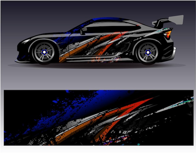 Vector de diseño de envoltura de automóviles Diseños de fondo de carreras de rayas abstractas gráficas para carreras de rally de vehículos