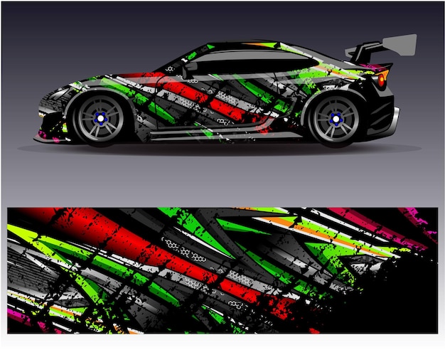 Vector de diseño de envoltura de automóviles Diseños de fondo de carreras de rayas abstractas gráficas para carreras de rally de vehículos