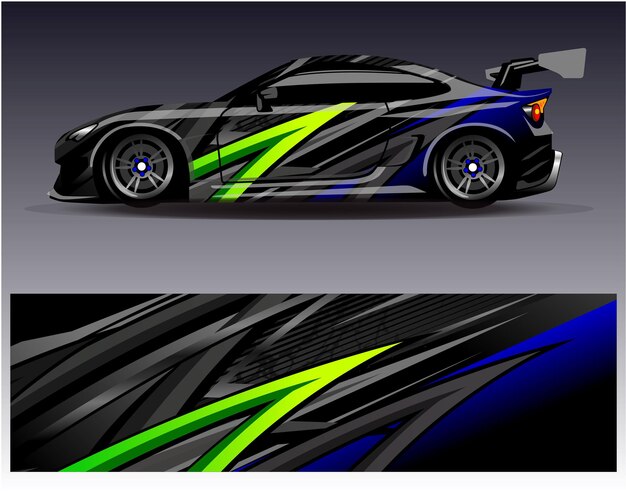 Vector de diseño de envoltura de automóviles Diseños de fondo de carreras de rayas abstractas gráficas para carreras de rally de vehículos