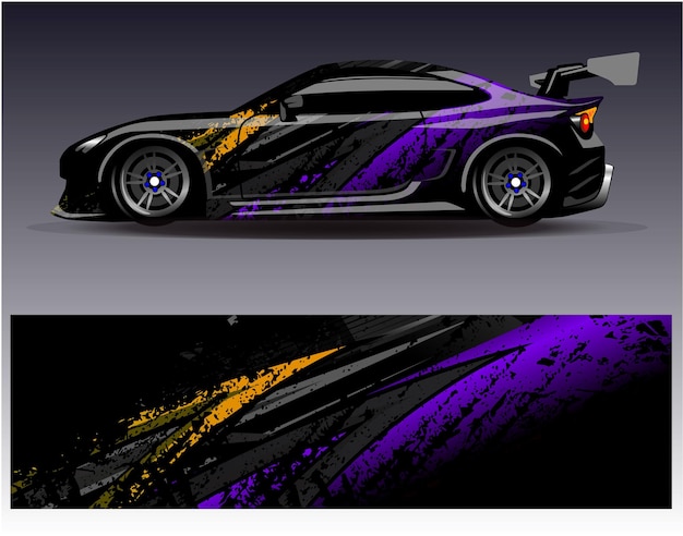 Vector de diseño de envoltura de automóviles Diseños de fondo de carreras de rayas abstractas gráficas para carreras de rally de vehículos
