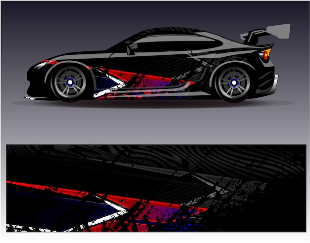 Vector de diseño de envoltura de automóviles Diseños de fondo de carreras de rayas abstractas gráficas para carreras de rally de vehículos