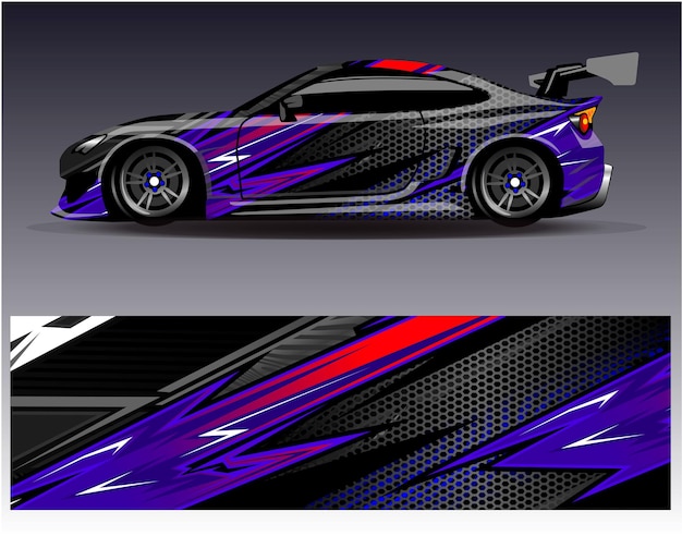 Vector de diseño de envoltura de automóviles Diseños de fondo de carreras de rayas abstractas gráficas para carreras de rally de vehículos