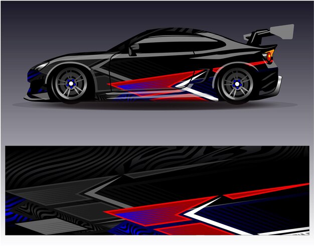 Vector de diseño de envoltura de automóviles Diseños de fondo de carreras de rayas abstractas gráficas para carreras de rally de vehículos