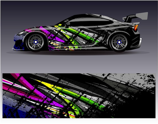 Vector de diseño de envoltura de automóviles Diseños de fondo de carreras de rayas abstractas gráficas para carreras de rally de vehículos