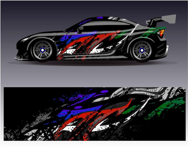 Vector de diseño de envoltura de automóviles Diseños de fondo de carreras de rayas abstractas gráficas para carreras de rally de vehículos