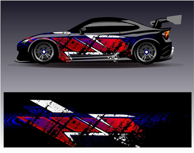 Vector de diseño de envoltura de automóviles Diseños de fondo de carreras de rayas abstractas gráficas para carreras de rally de vehículos